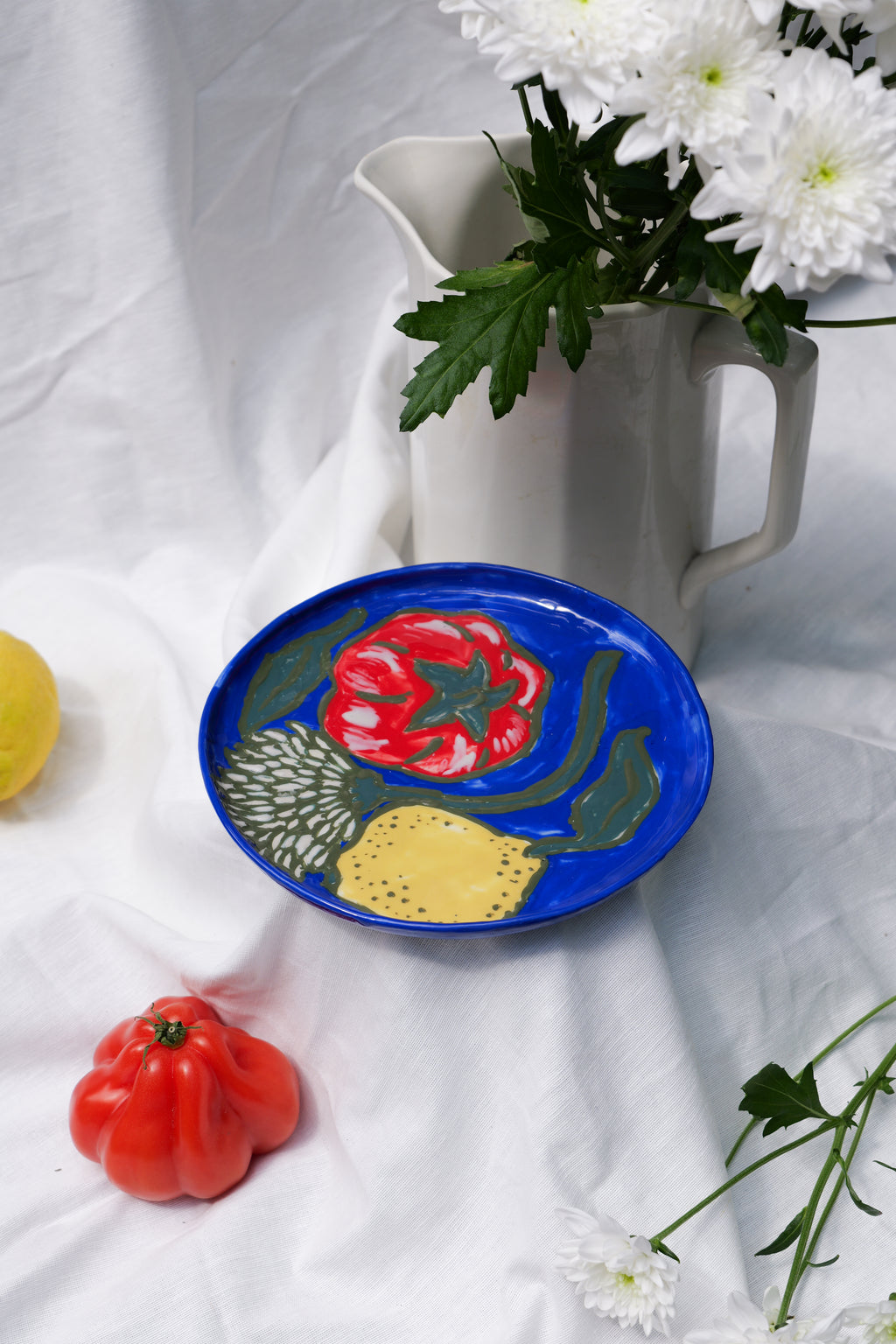 Petite Assiette Tomate Fleur Citron