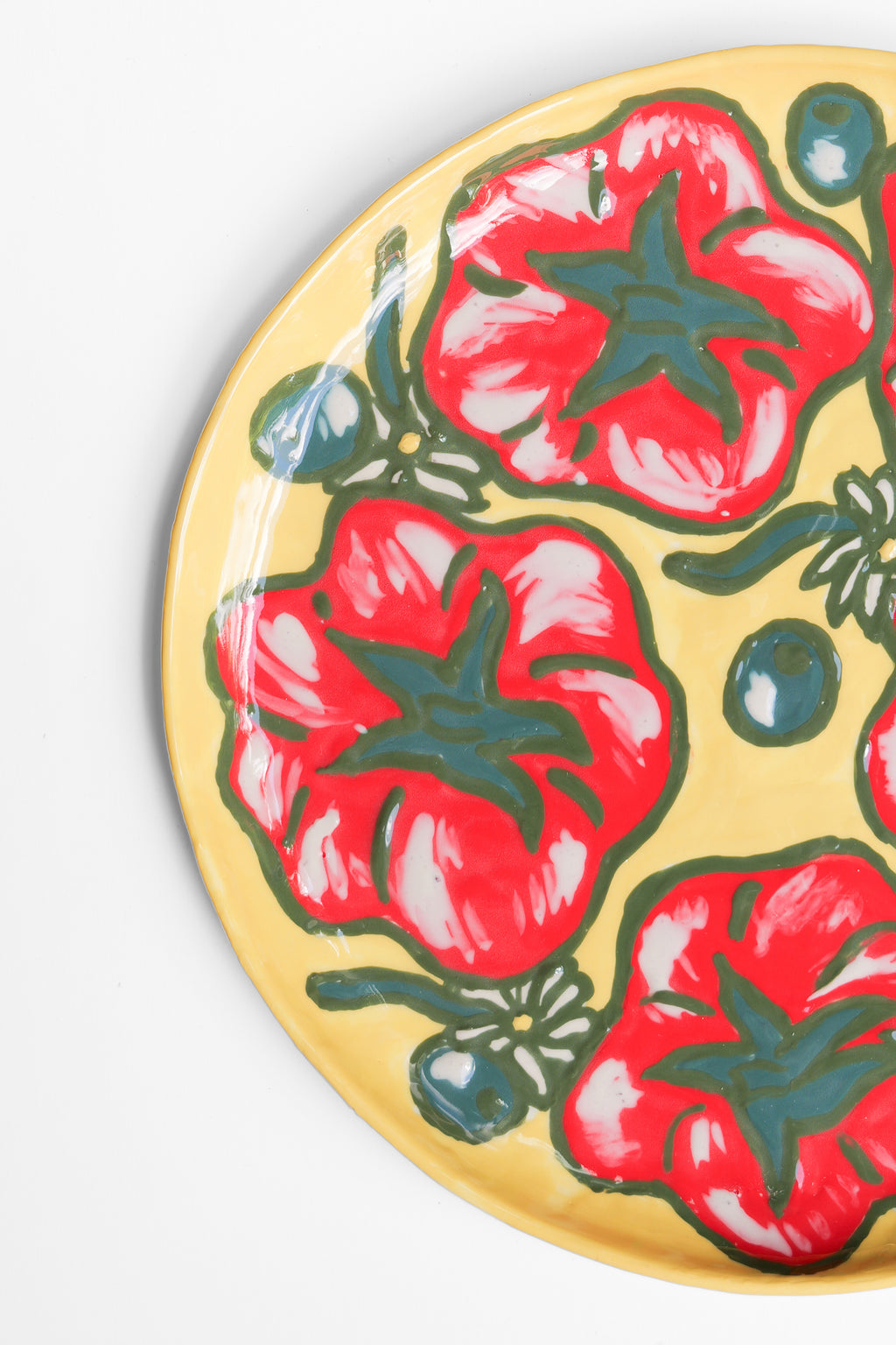 Grande Assiette Tomates Citron Olive Pâquerette