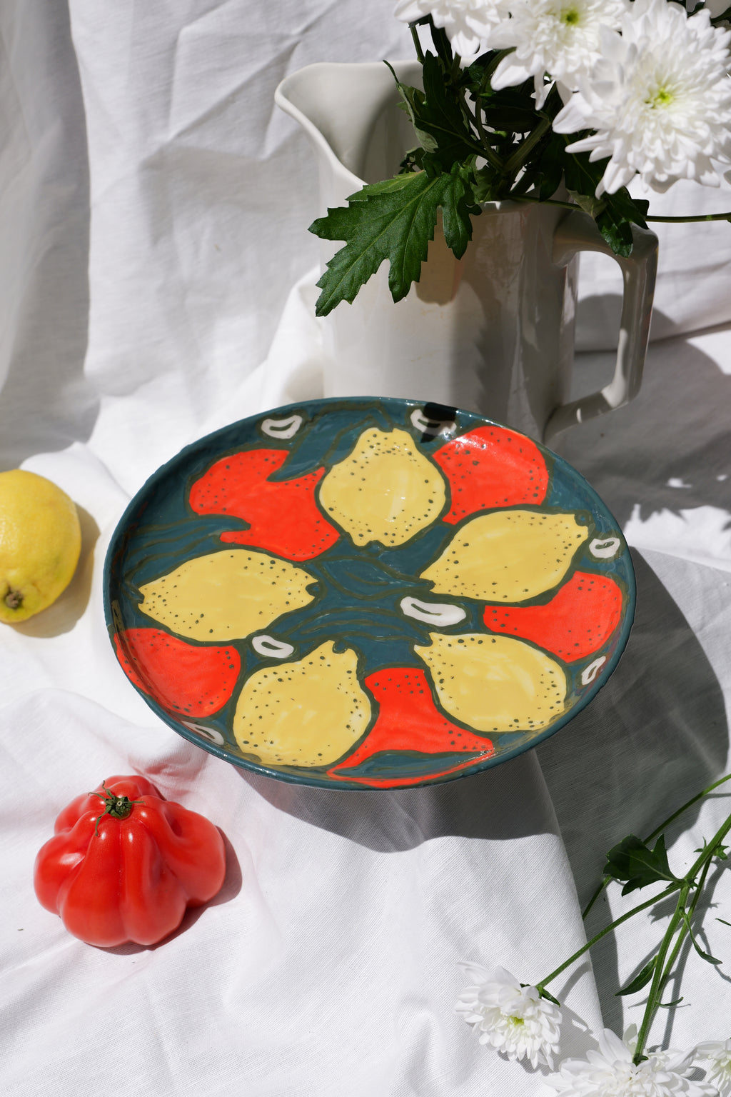 Grande Assiette Citron Clémentine Noix de Cajou