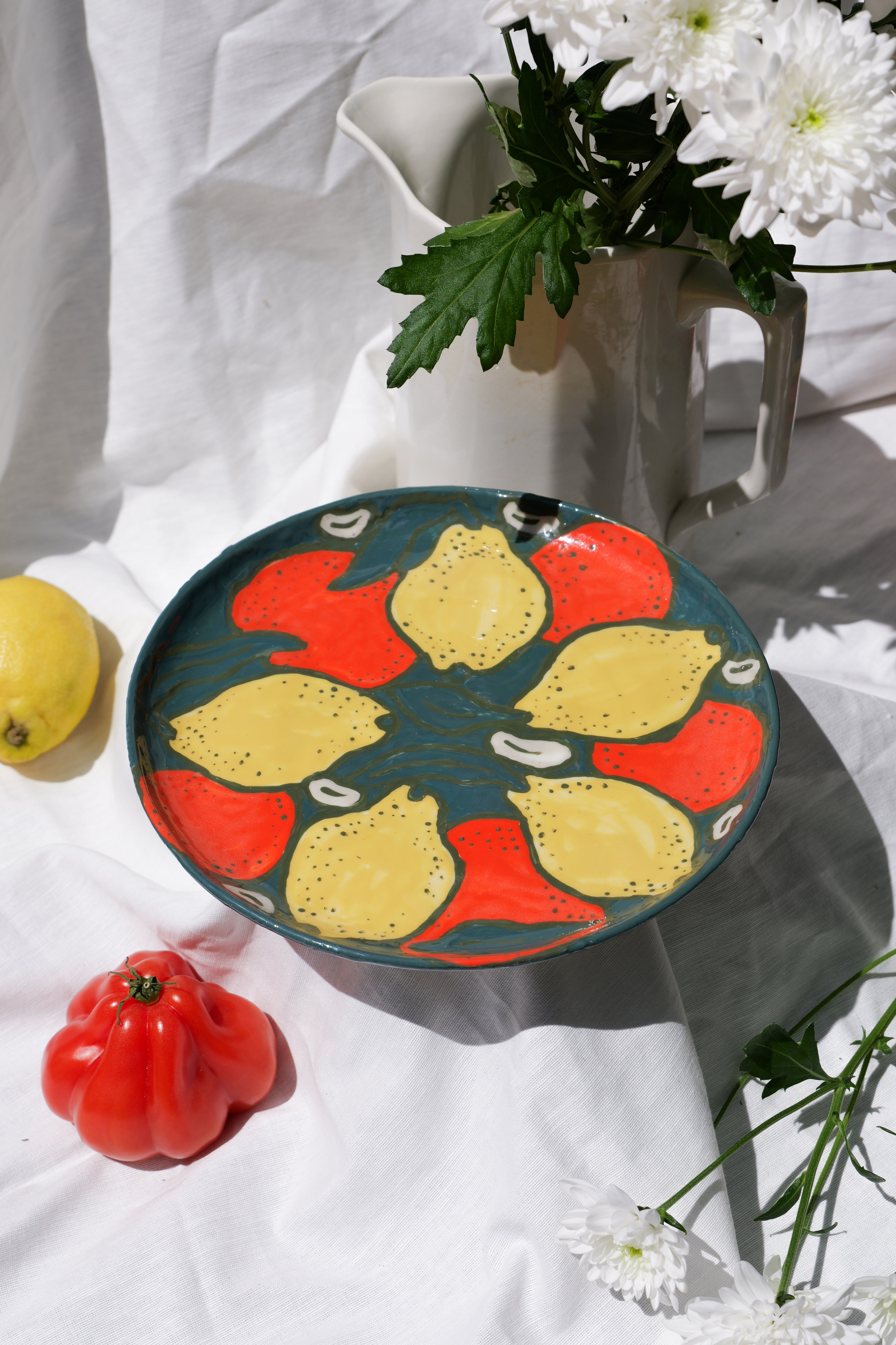 Grande Assiette Citron Clémentine Noix de Cajou