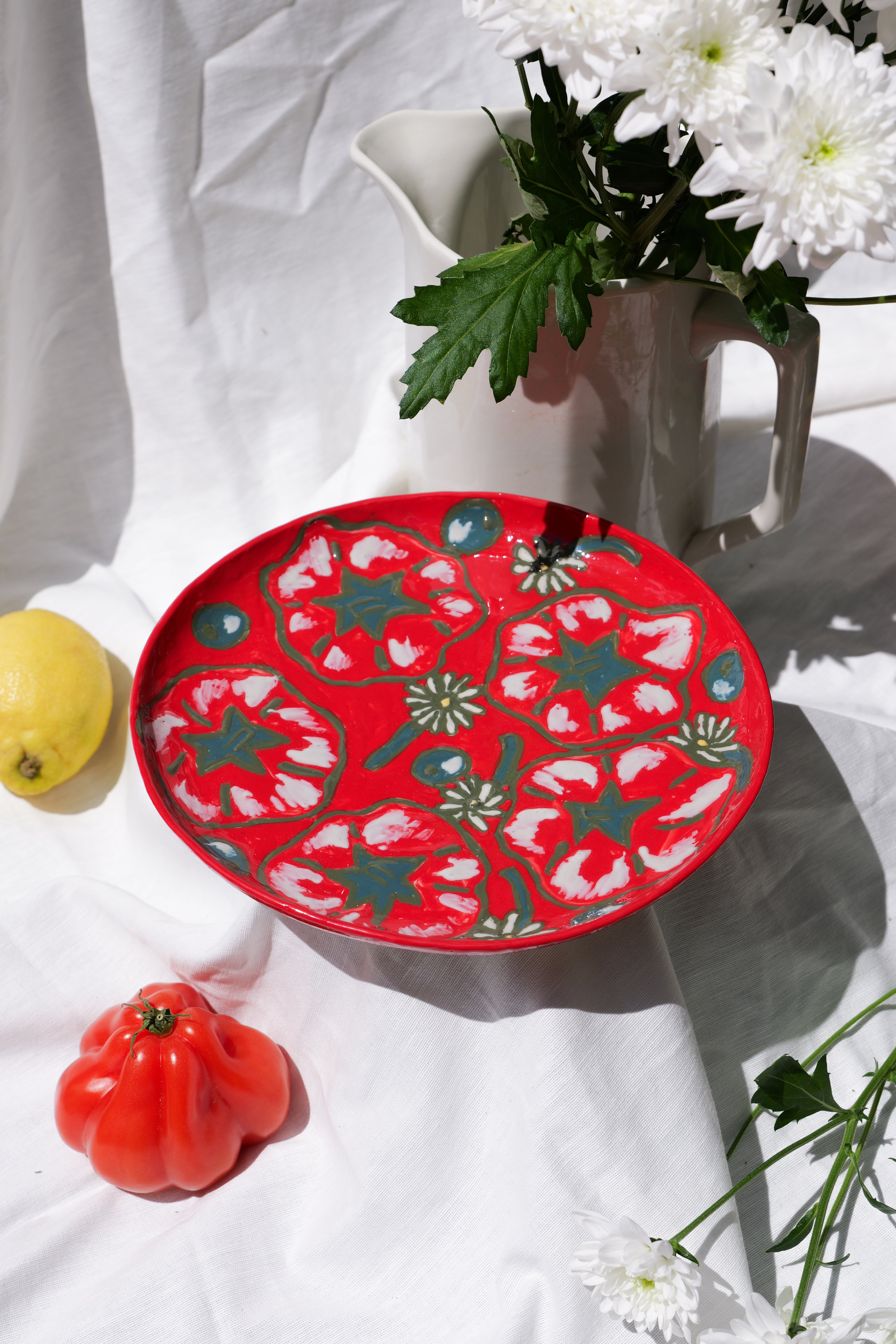 Grande Assiette Tomate Olive Pâquerette